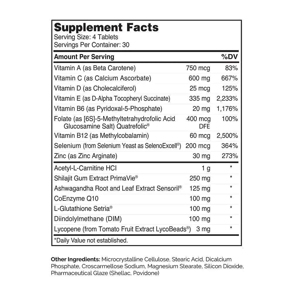 Zahler Male Vitality+ with Shilajit, Ashwagandha, Lycopene & Vitamins - Supports Male Fertility & Energy - 120 Tablets - HSA/FSA Eligible
