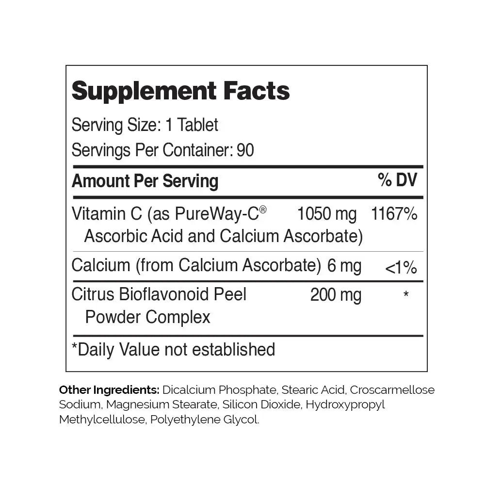 Zahler PureWay C 1000mg Capsules - Advanced Immune Support with Bioflavonoids - HSA FSA Eligible (90 and 180 Count)
