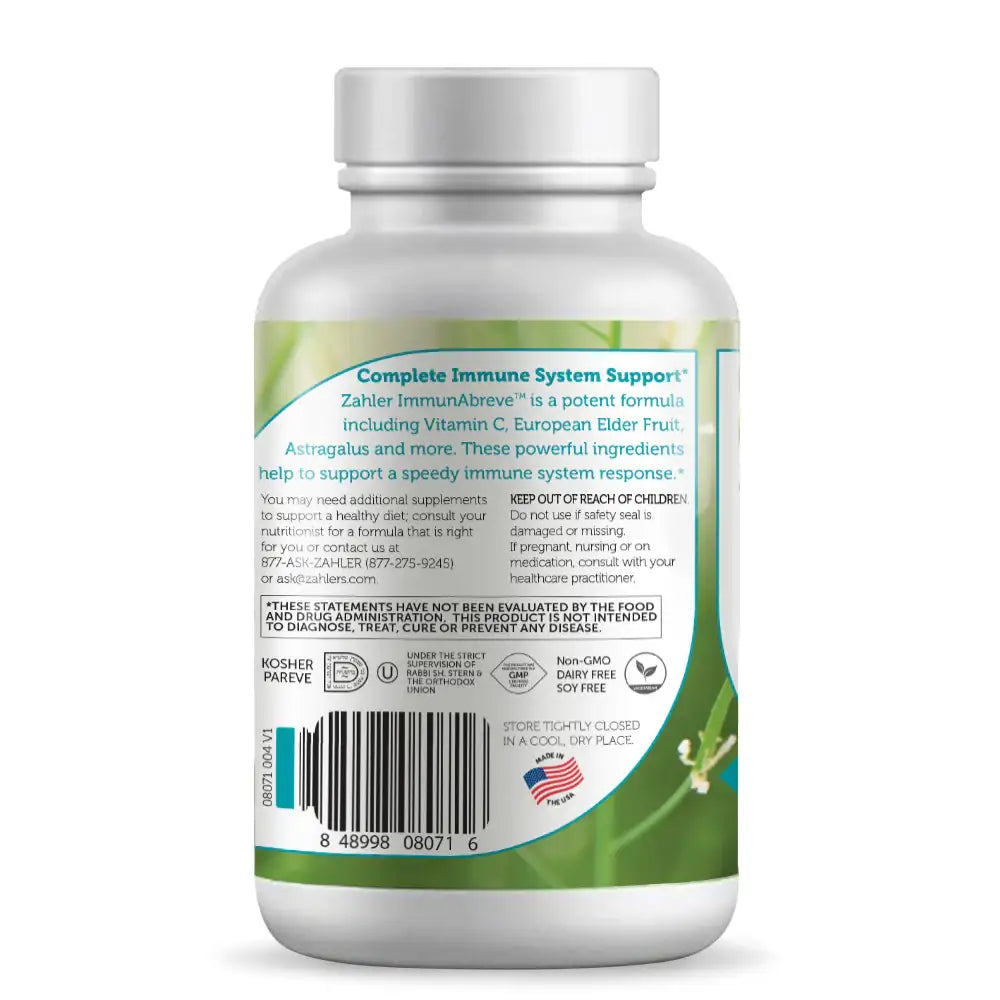 Zahler ImmunAbreve Immune Support with Elderberry Astragalus Echinacea and Garlic - HSA FSA Eligible Daily Defense Supplement