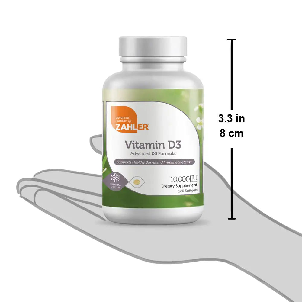 Zahler Vitamin D3 10,000 IU Softgels 120 and 250 Count - High Potency Bone and Immune Support - Easy-to-Swallow - HSA/FSA Eligible