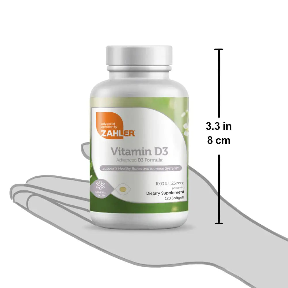 Zahler Vitamin D3 1000 IU Softgels 120 and 250 Count - High Potency Bone and Immune Support - Easy-to-Swallow - HSA/FSA Eligible