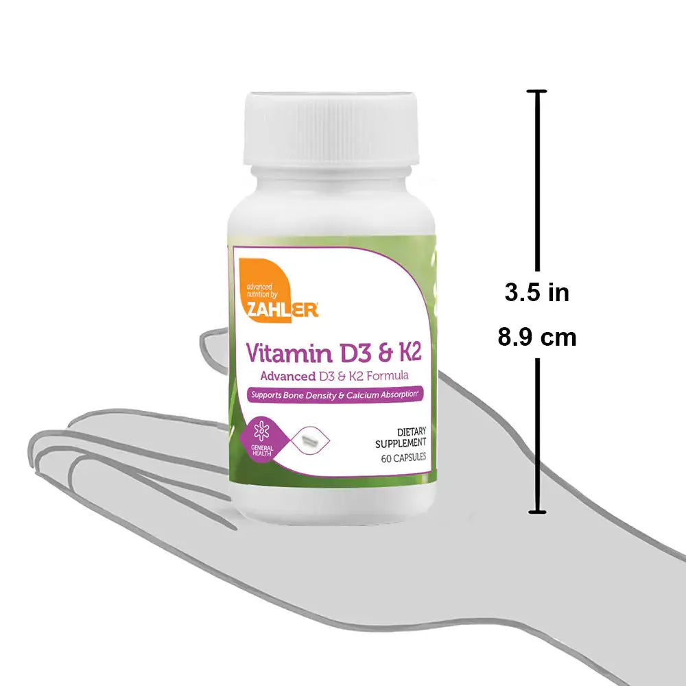 Zahler Vitamin D3 & K2 - Bone, Heart & Immune Support with 5000 IU D3 + 180 mcg K2 - Vegan Capsules - 60 Ct - HSA/FSA Eligible