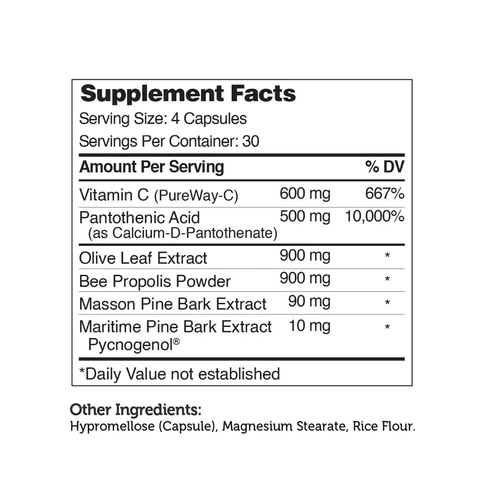 Zahler Immune Defense - Vitamin C, Olive Leaf & Bee Propolis - Immune Support Formula - 120 Capsules - HSA/FSA Eligible