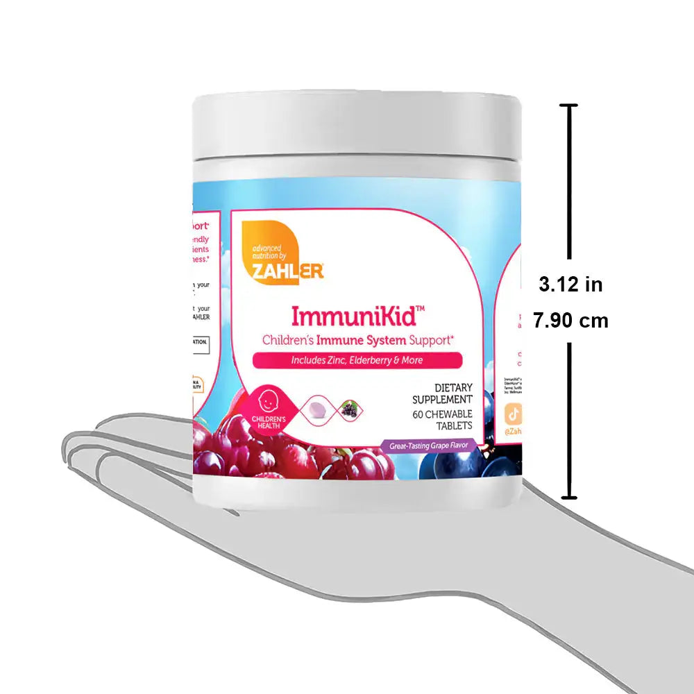 Zahler ImmuniKid Chewable Tablets - Kids Immune Support with Zinc Elderberry  Vitamin C D3 - Grape Flavor - 60 Tablets - HSA FSA Eligible
