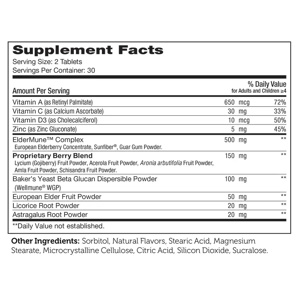 Zahler ImmuniKid Chewable Tablets - Kids Immune Support with Zinc Elderberry  Vitamin C D3 - Grape Flavor - 60 Tablets - HSA FSA Eligible