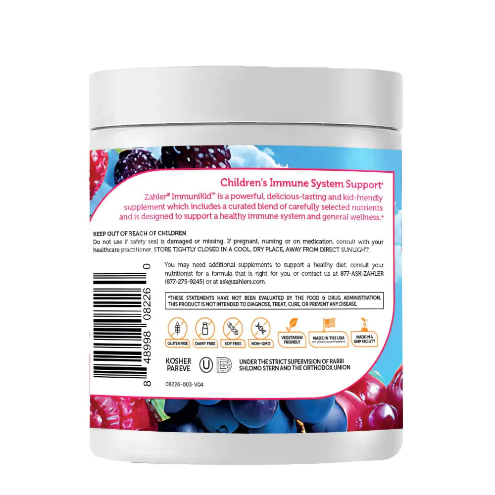 Zahler ImmuniKid Chewable Tablets - Kids Immune Support with Zinc Elderberry  Vitamin C D3 - Grape Flavor - 60 Tablets - HSA FSA Eligible