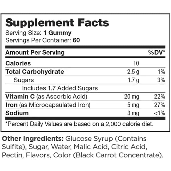 Zahler - Iron Gummies with Vitamin C for Red Blood Cell  Support - 60 Vegetarian Gummies - Gluten Free - HSA/FSA Eligible