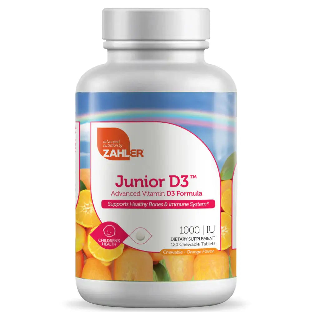 Zahler Junior D3 - 1000 IU Vitamin D3 for Kids - Bone & Immune Support - Orange Chewables, 120/250 Tablets - HSA/FSA Eligible