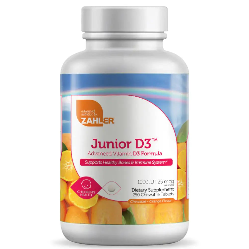 Zahler Junior D3 - 1000 IU Vitamin D3 for Kids - Bone & Immune Support - Orange Chewables, 120/250 Tablets - HSA/FSA Eligible