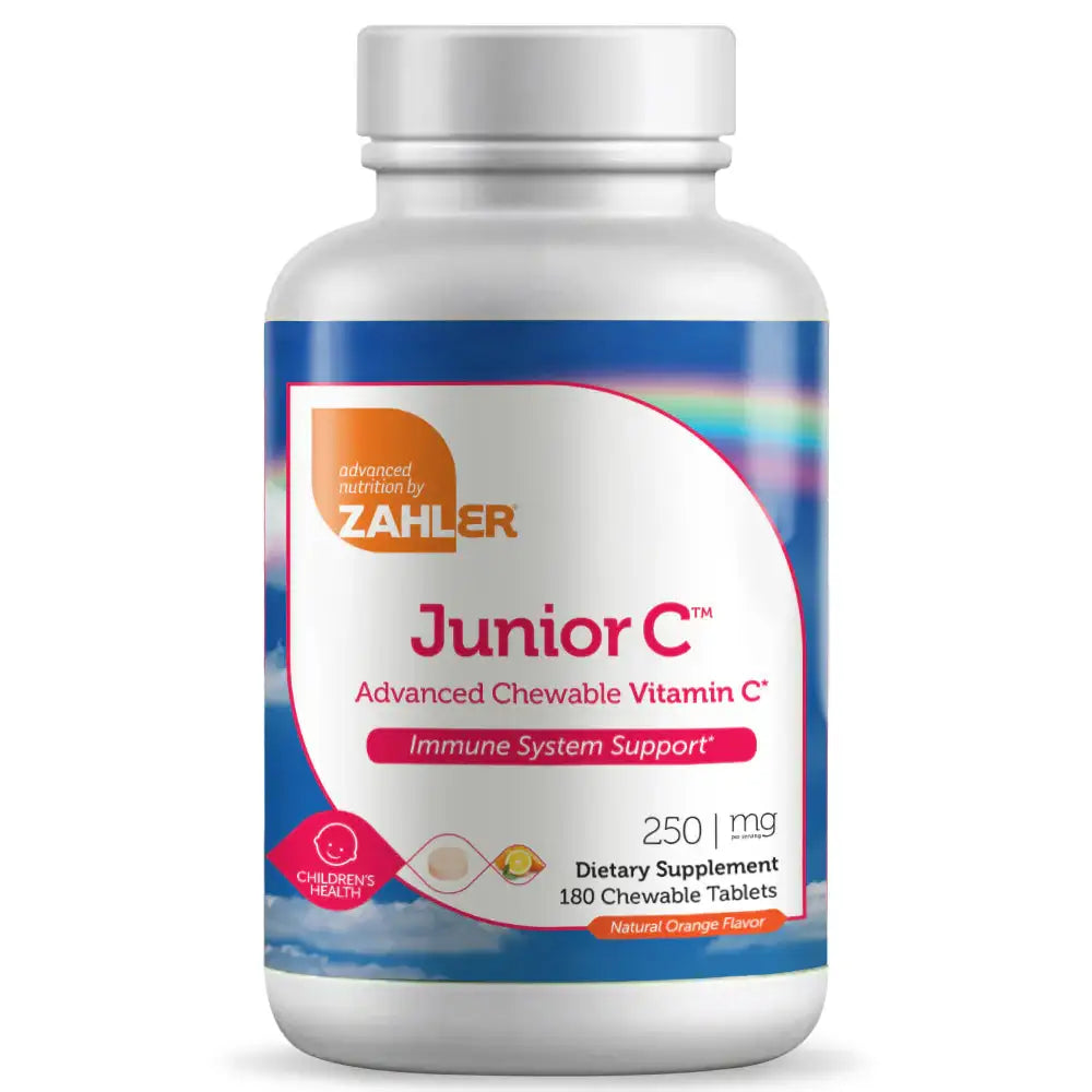 Zahler Junior C - 250mg Vitamin C for Kids - Immune & Antioxidant Support - Orange Chewables, 90/180/500 Tablets - HSA/FSA Eligible