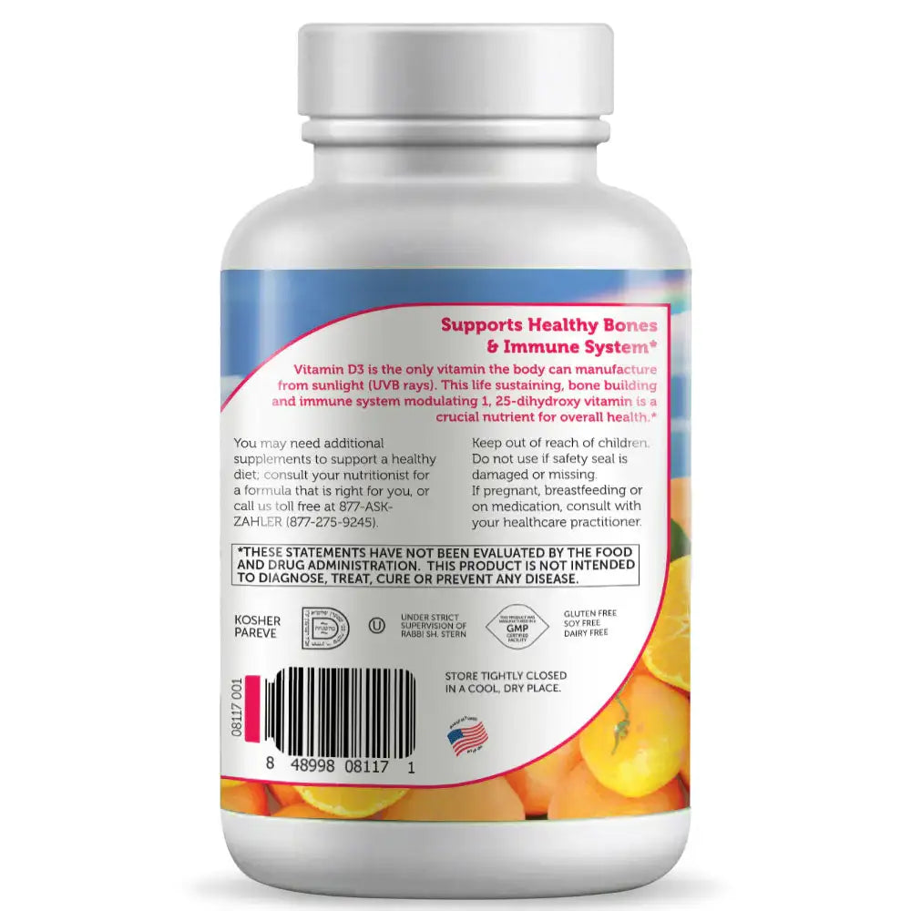 Zahler Junior D3 - 1000 IU Vitamin D3 for Kids - Bone & Immune Support - Orange Chewables, 120/250 Tablets - HSA/FSA Eligible