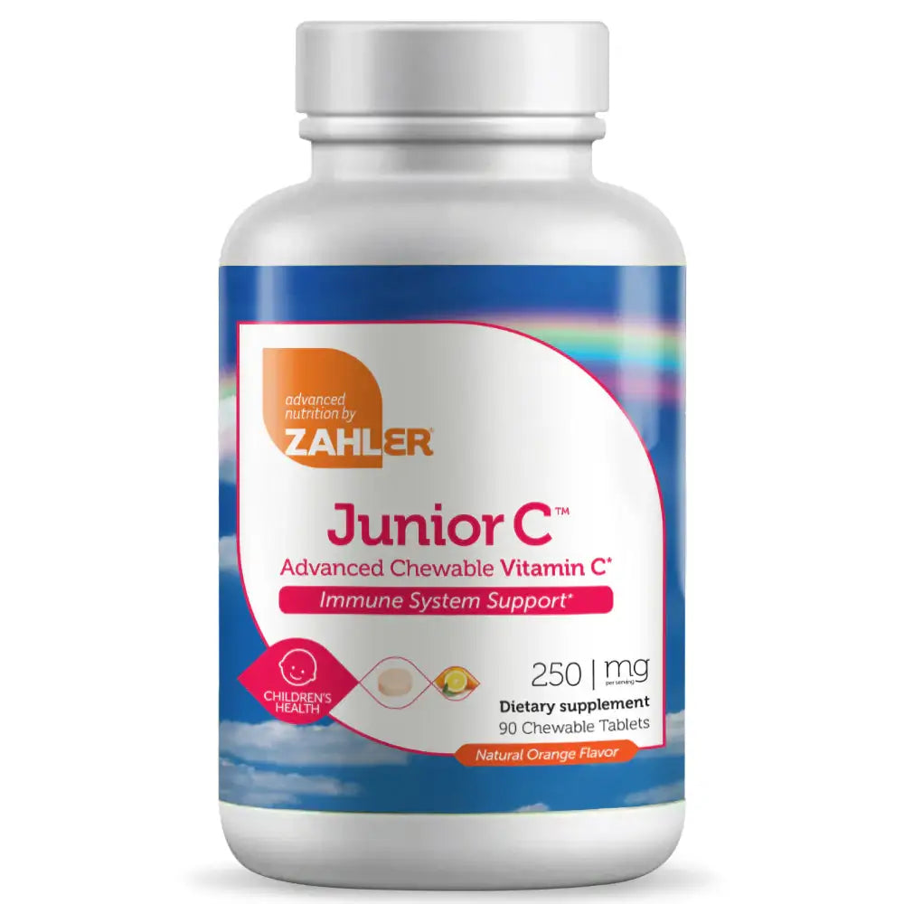 Zahler Junior C - 250mg Vitamin C for Kids - Immune & Antioxidant Support - Orange Chewables, 90/180/500 Tablets - HSA/FSA Eligible
