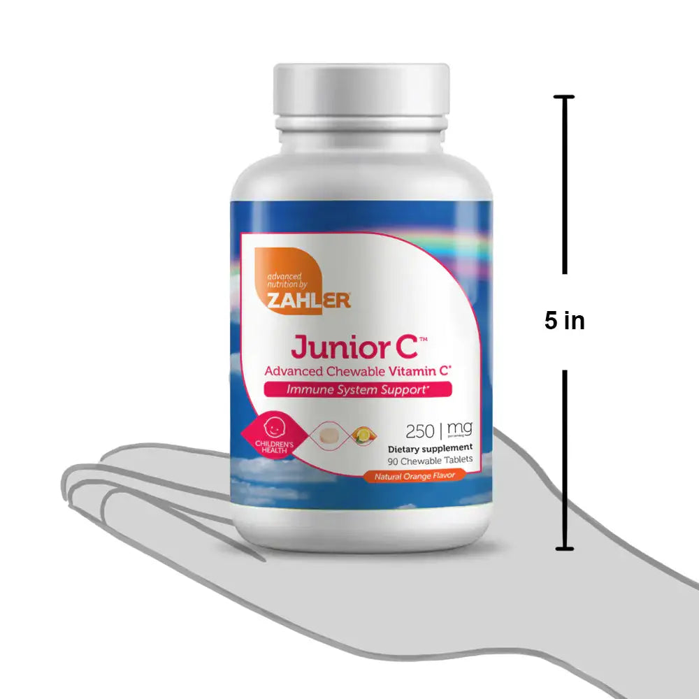 Zahler Junior C - 250mg Vitamin C for Kids - Immune & Antioxidant Support - Orange Chewables, 90/180/500 Tablets - HSA/FSA Eligible