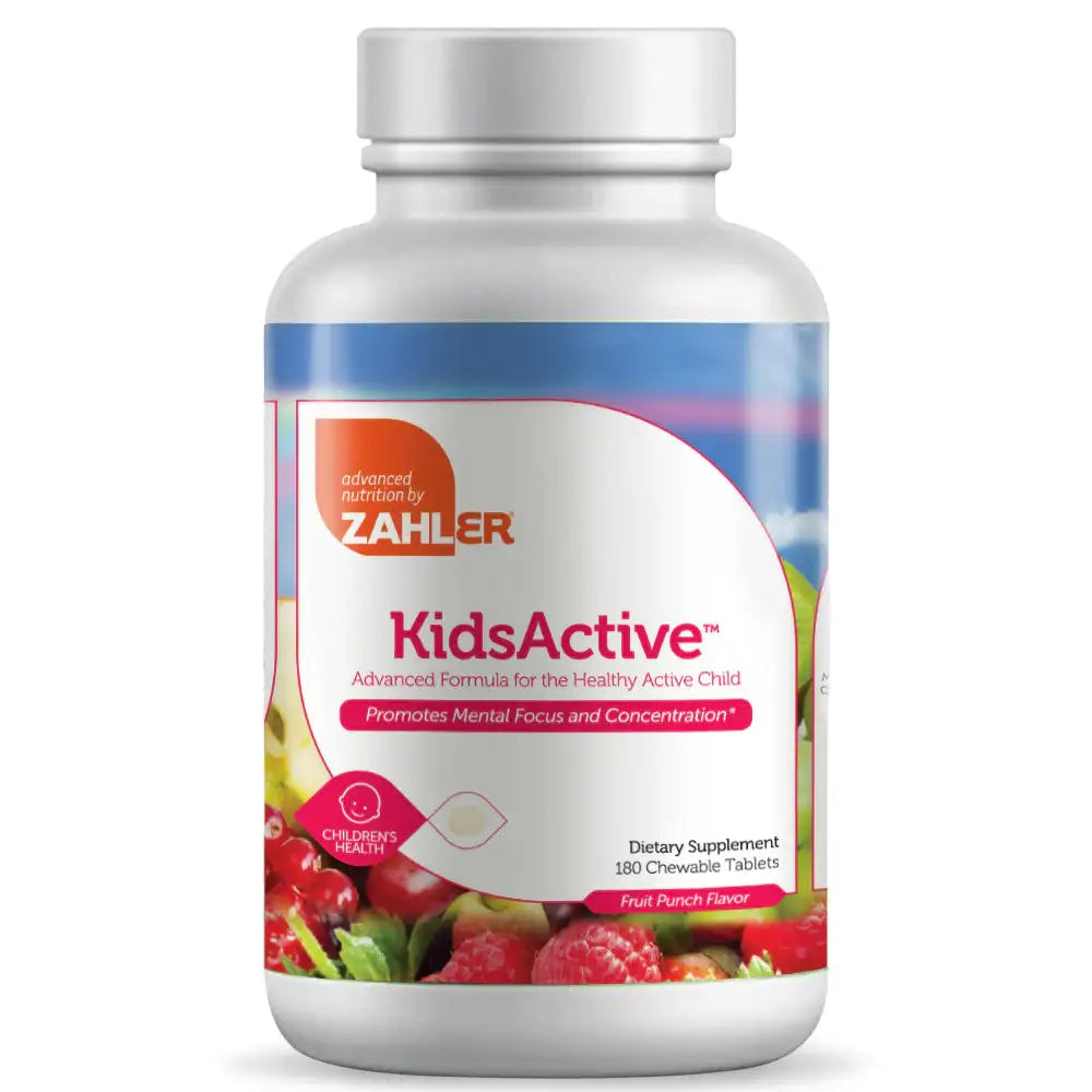 Zahler KidsActive - Focus & Brain Support for Kids - Chewable Fruit Punch Tablets with Citicoline, B-Vitamins, Zinc - 180 Ct - HSA/FSA Eligible