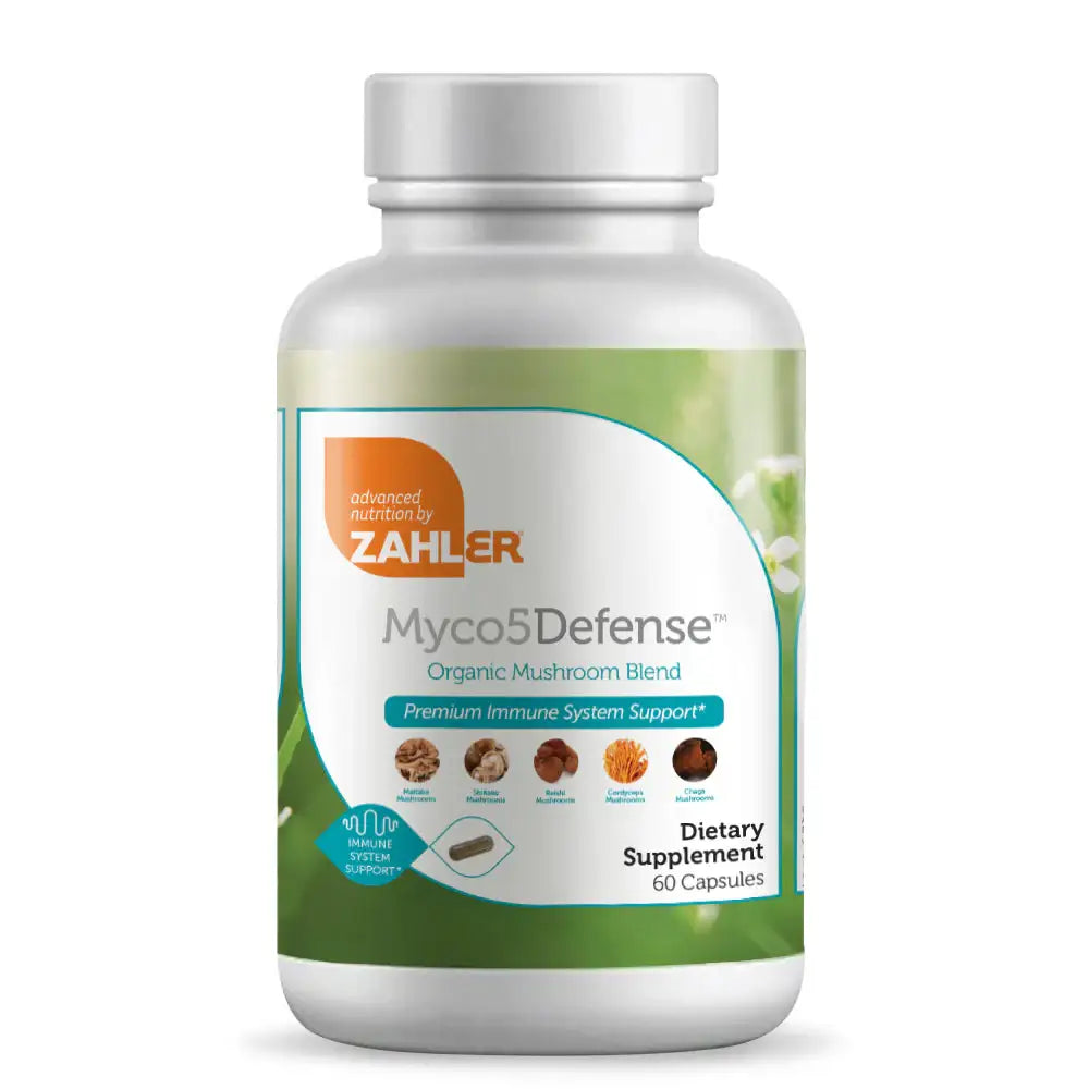 Zahler Myco5Defense - Immune Support with 5 Organic Mushrooms Maitake Reishi Shiitake Cordyceps Chaga - 60 Capsules - HSA/FSA Eligible