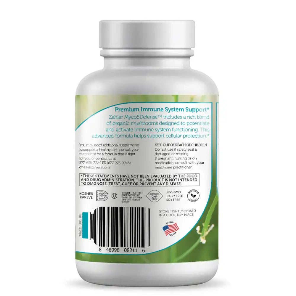 Zahler Myco5Defense - Immune Support with 5 Organic Mushrooms Maitake Reishi Shiitake Cordyceps Chaga - 60 Capsules - HSA/FSA Eligible