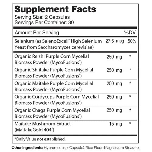 Zahler Myco5Defense - Immune Support with 5 Organic Mushrooms Maitake Reishi Shiitake Cordyceps Chaga - 60 Capsules - HSA/FSA Eligible
