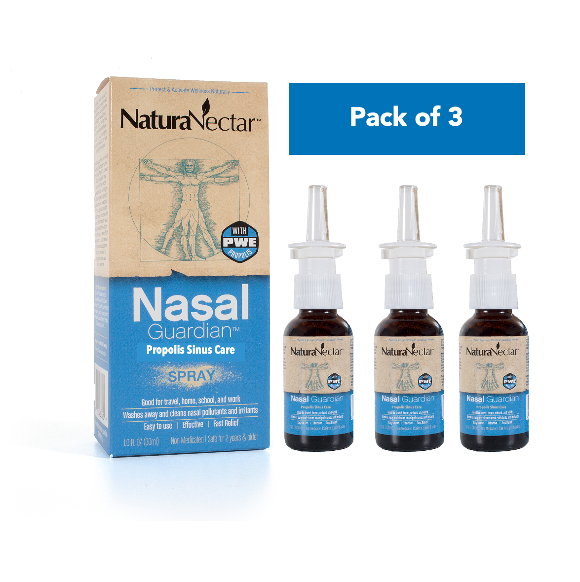 Multi-Propolis Nasal Spray, Alcohol & Propylene Glycol Free, For 2 Years Old & Older, 1 fl oz (30mL)  | Pack of 3
