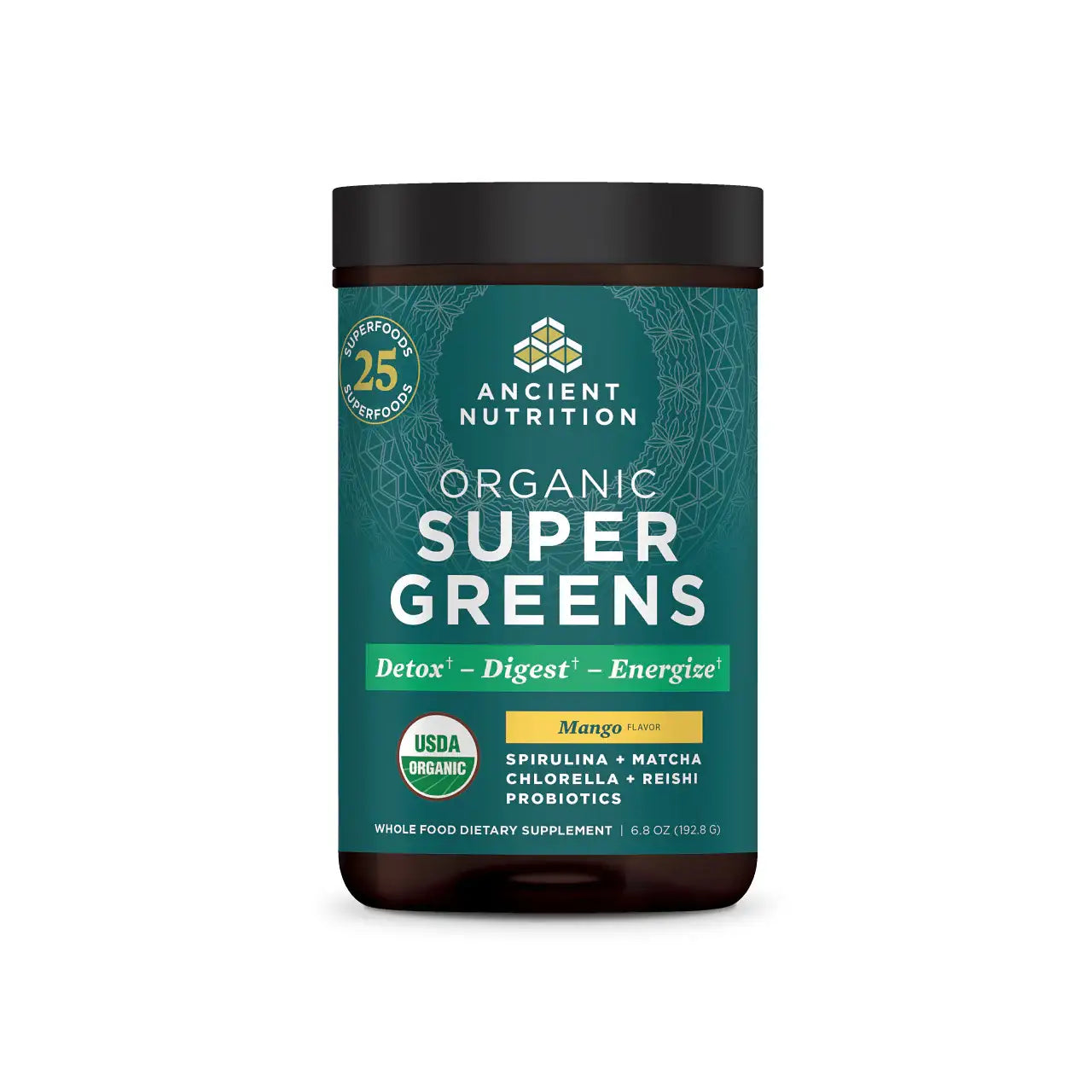 Ancient Nutrition Supergreens Mango and Berry - 25 Servings with  Probiotics Enzymes Fermented Herbs for Gut Health Detox Immune Support