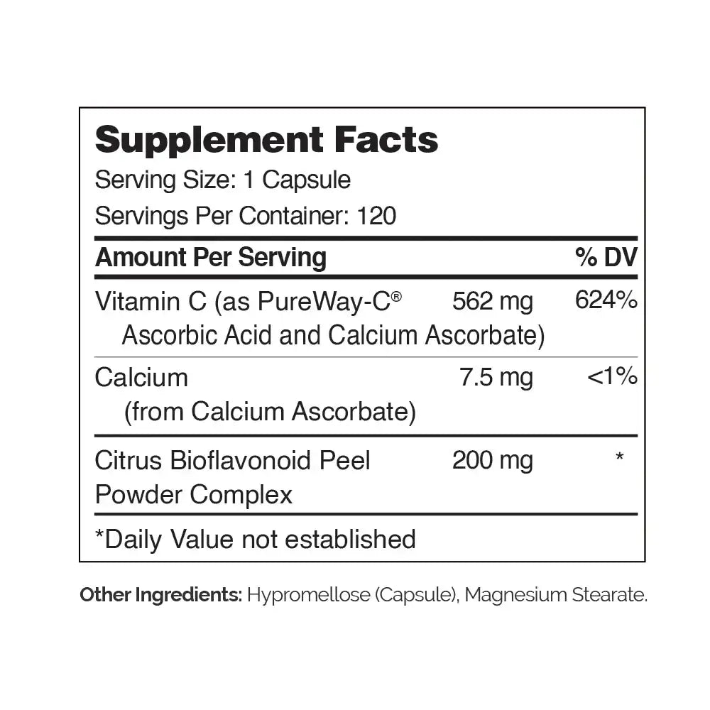 Zahler PureWay C 500mg Capsules - Advanced Immune Support with Bioflavonoids - HSA FSA Eligible (120 and 250 Count)
