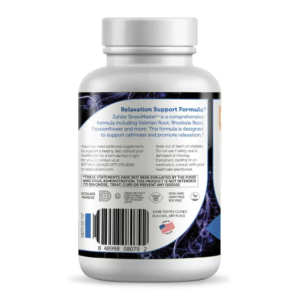 Zahler StressMaster - HSA/FSA Eligible Stress Relief Formula with GABA L-Theanine Valerian Root Rhodiola Passionflower - 120 Capsules