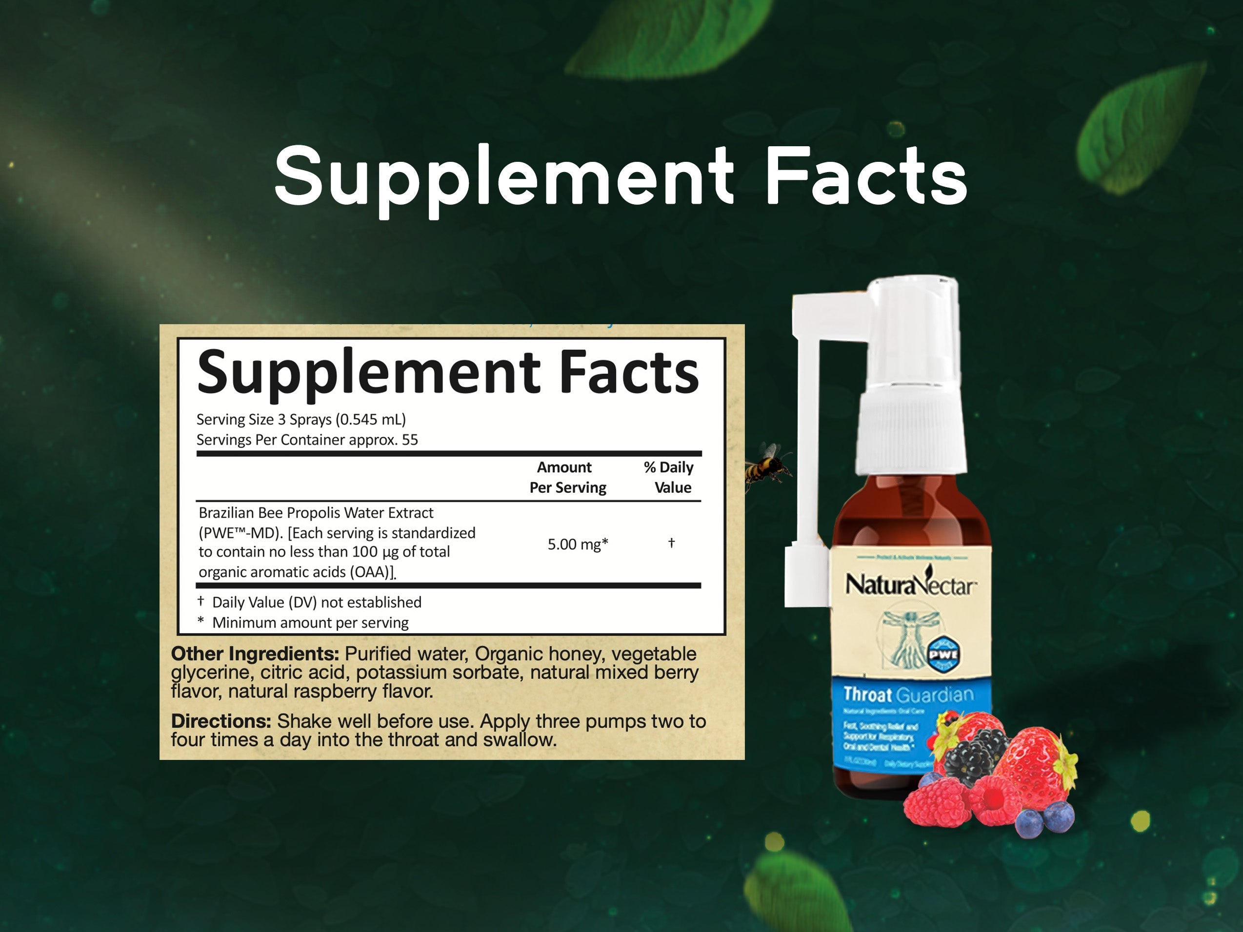 Multi-Propolis Throat Spray, Alcohol & Propylene Glycol Free, BeeBerry Flavor 1 fl oz (30 mL) | Pack of 3