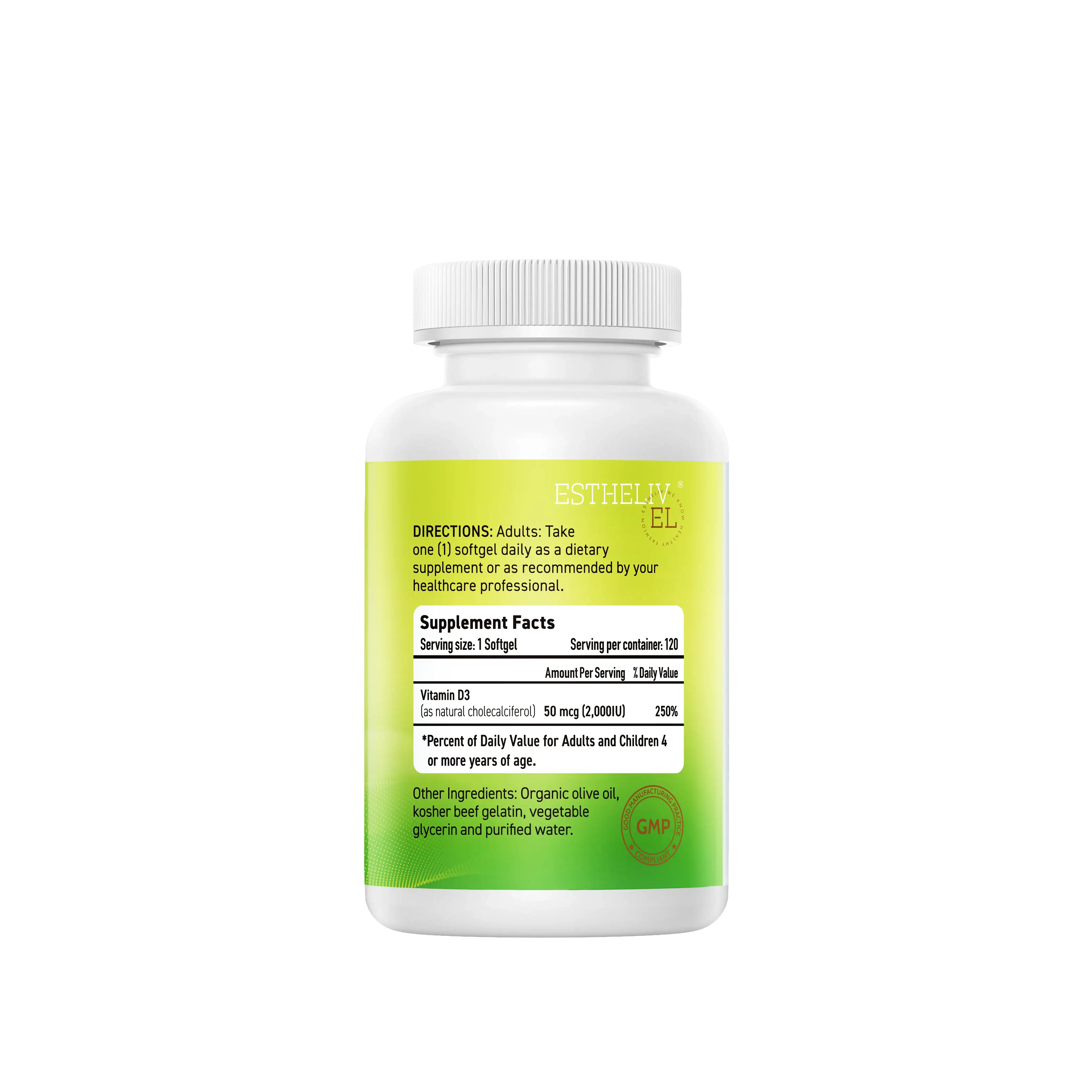ESTHELIV® VITAMIN D3 2000IU 120 Mini Softgels