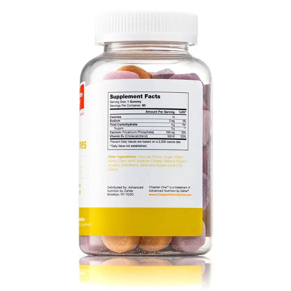 Zahler Chapter One Bone Gummies for Kids - Calcium + Vitamin D3 - Bone &  Teeth Support - Orange Strawberry Cherry - 60 Gummies - HSA/FSA Eligible