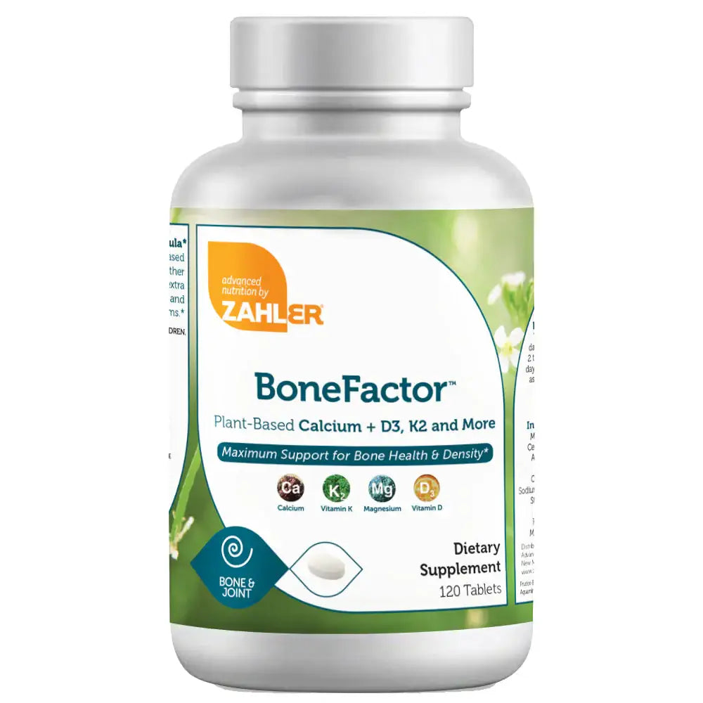 Zahler BoneFactor - Plant-Based Calcium, D3, K2 & Magnesium - Bone Density & Strength Support - 120 Tablets - HSA/FSA Eligible