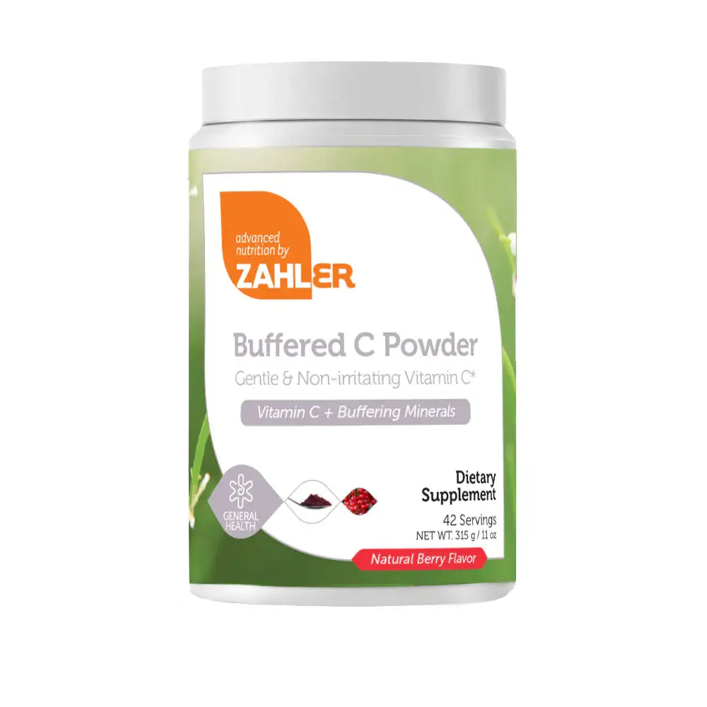 Zahler Buffered C Powder - Gentle Non-Acidic Vitamin C with Calcium Magnesium  Potassium - Natural Berry Flavor - 42 Servings - HSA FSA Eligible