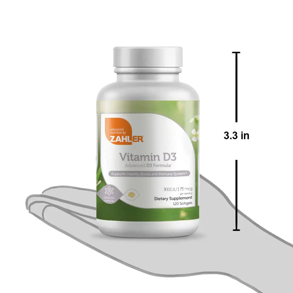 Zahler Vitamin D3 3000 IU Softgels 120 and 250 Count - High Potency Bone and Immune Support - Easy-to-Swallow - HSA/FSA Eligible
