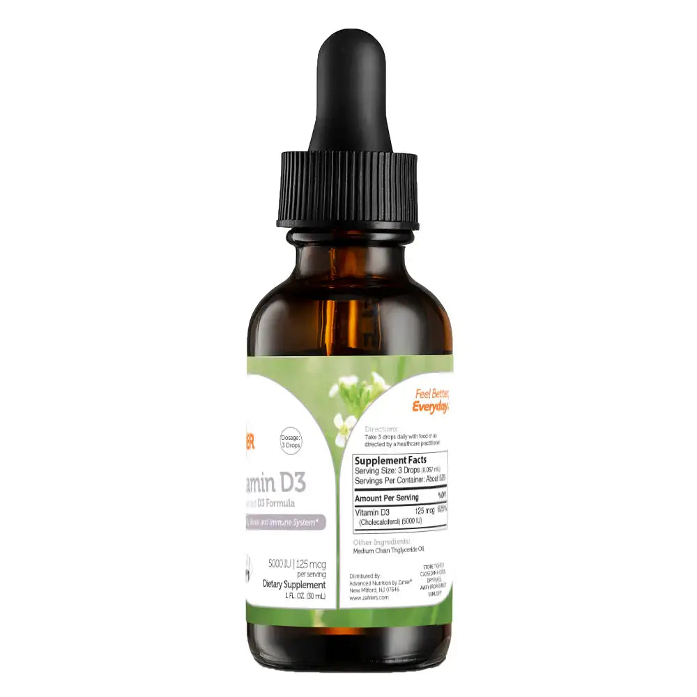 Zahler Vitamin D3 Liquid 5000 IU - High-Potency Drops for Bone & Immune Support - 1 fl oz Supplement HSA/FSA Eligible