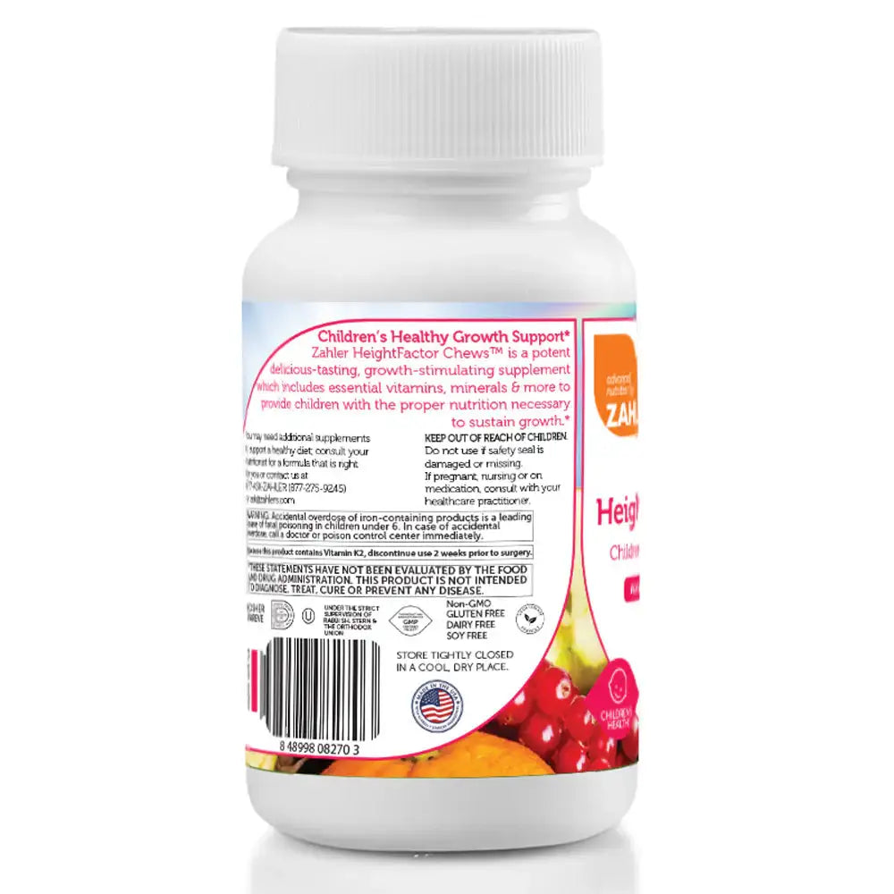 Zahler HeightFactor Chews - Kids Growth Support with Calcium, D3, K2 & Herbs, 60 Berry Tablets - HSA/FSA Eligible