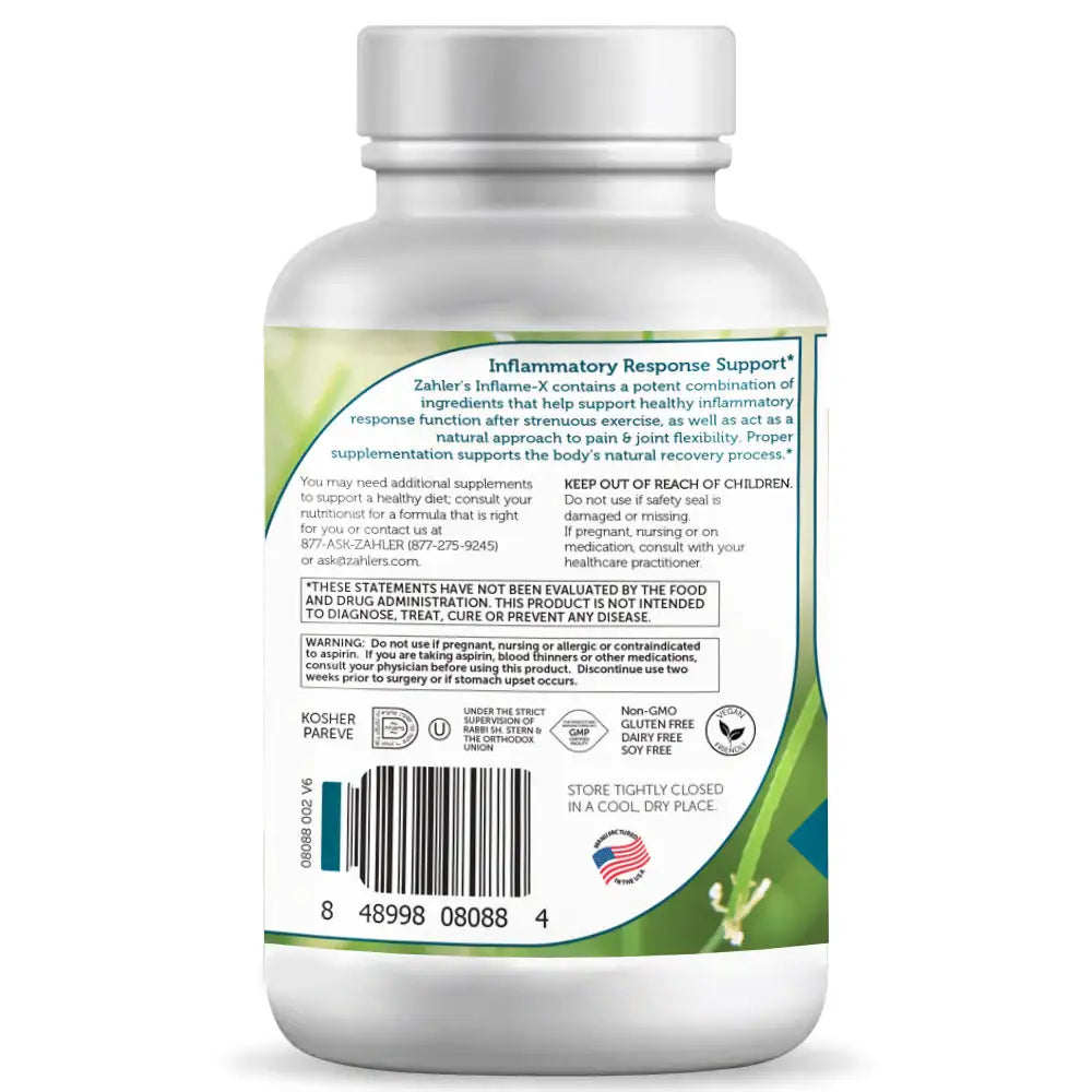 Zahler Inflame-X - Turmeric, Ginger & Willow Bark - Joint & Inflammatory Response Support - 120 Capsules - HSA/FSA Eligible