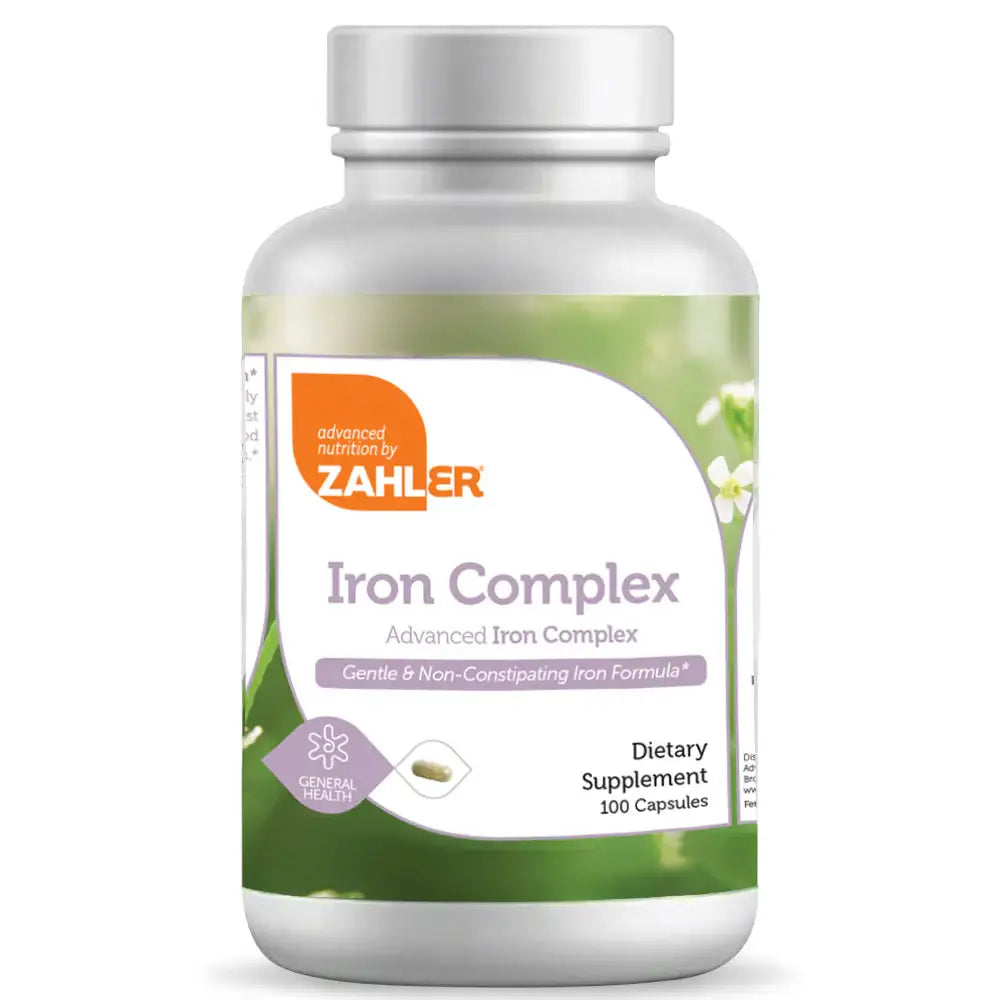 Zahler Iron Complex - Ferrochel® Iron with B12, Methylfolate & C - Blood-Building Formula - 100/250 Capsules - HSA/FSA Eligible