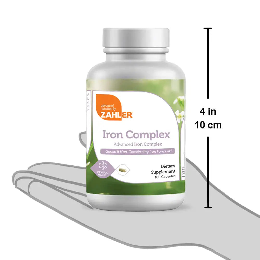 Zahler Iron Complex - Ferrochel® Iron with B12, Methylfolate & C - Blood-Building Formula - 100/250 Capsules - HSA/FSA Eligible