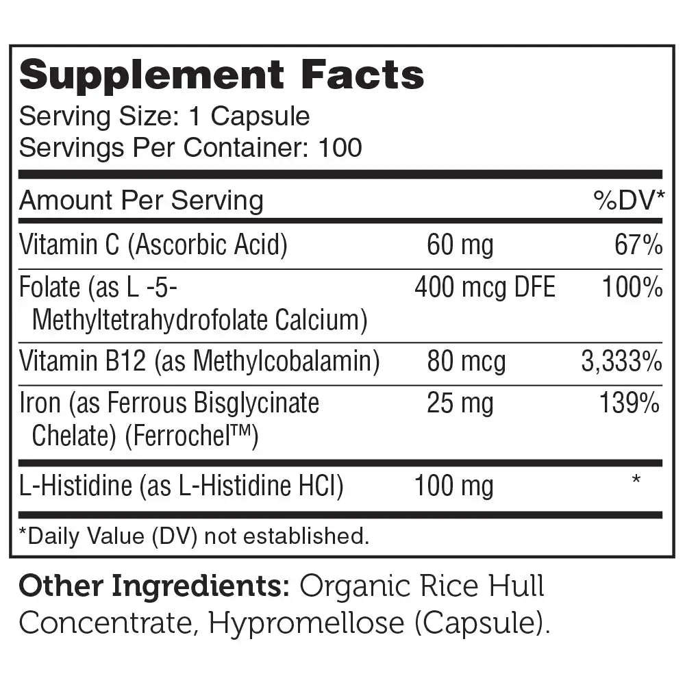 Zahler Iron Complex - Ferrochel® Iron with B12, Methylfolate & C - Blood-Building Formula - 100/250 Capsules - HSA/FSA Eligible