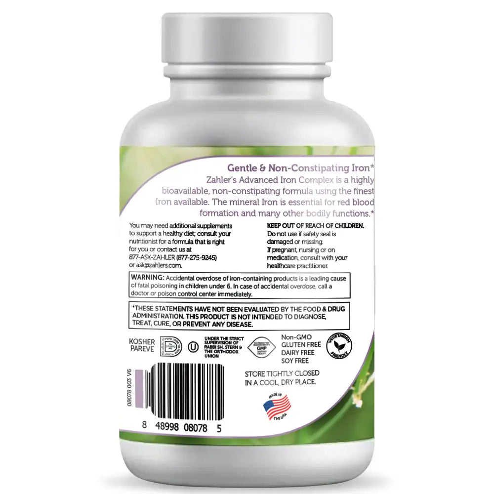 Zahler Iron Complex - Ferrochel® Iron with B12, Methylfolate & C - Blood-Building Formula - 100/250 Capsules - HSA/FSA Eligible