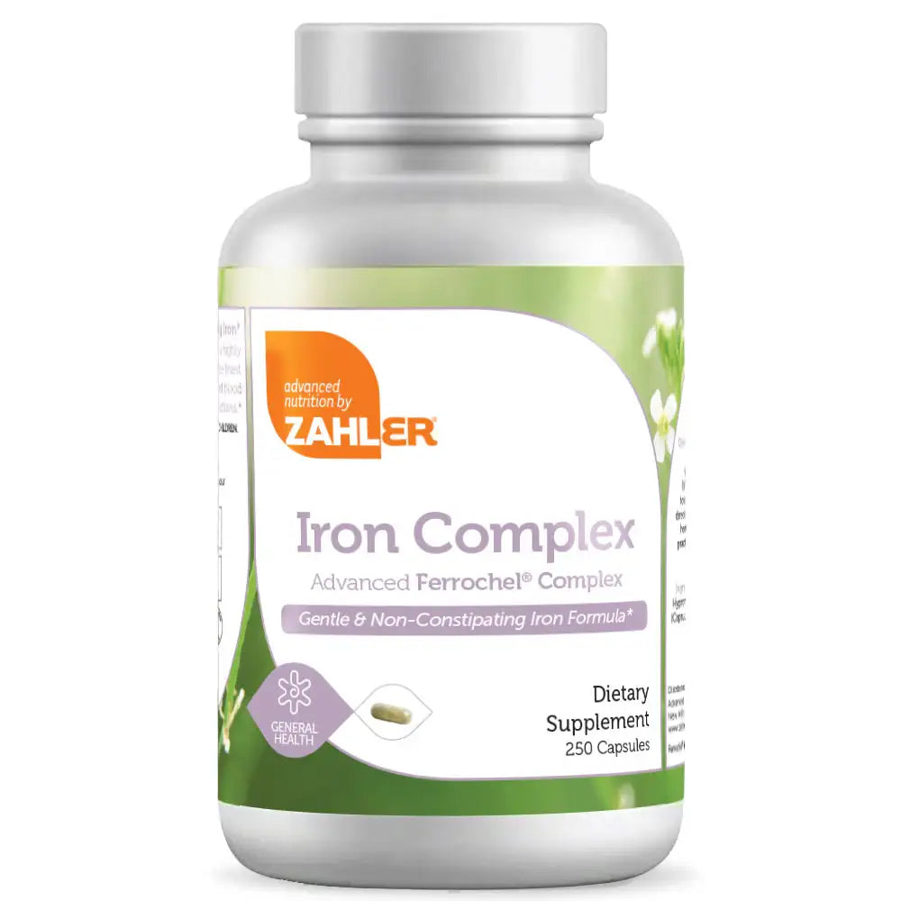 Zahler Iron Complex - Ferrochel® Iron with B12, Methylfolate & C - Blood-Building Formula - 100/250 Capsules - HSA/FSA Eligible