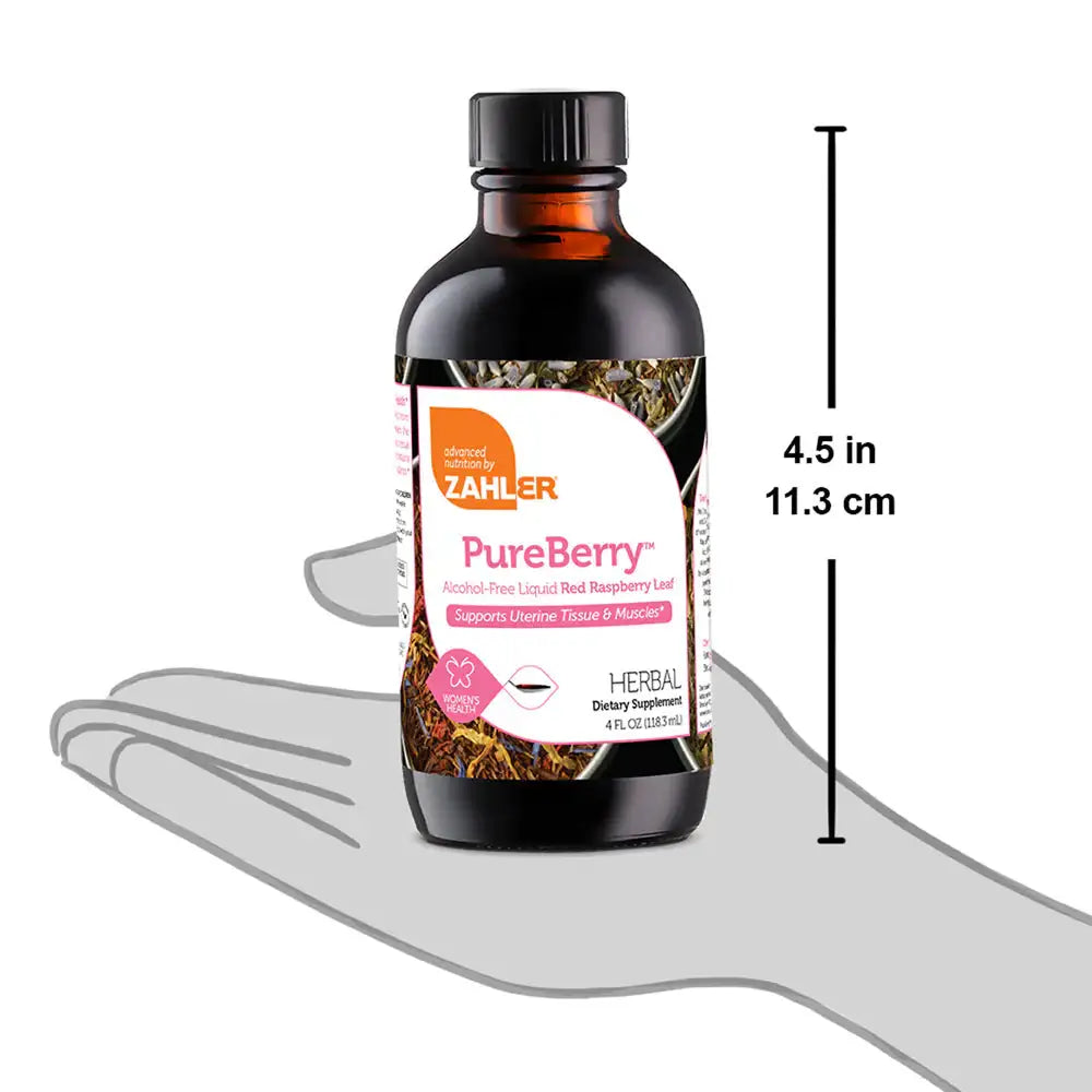 Zahler PureBerry - Red Raspberry Leaf Liquid for Uterine Support - Organic Herbal Formula - 4 oz - HSA/FSA Eligible