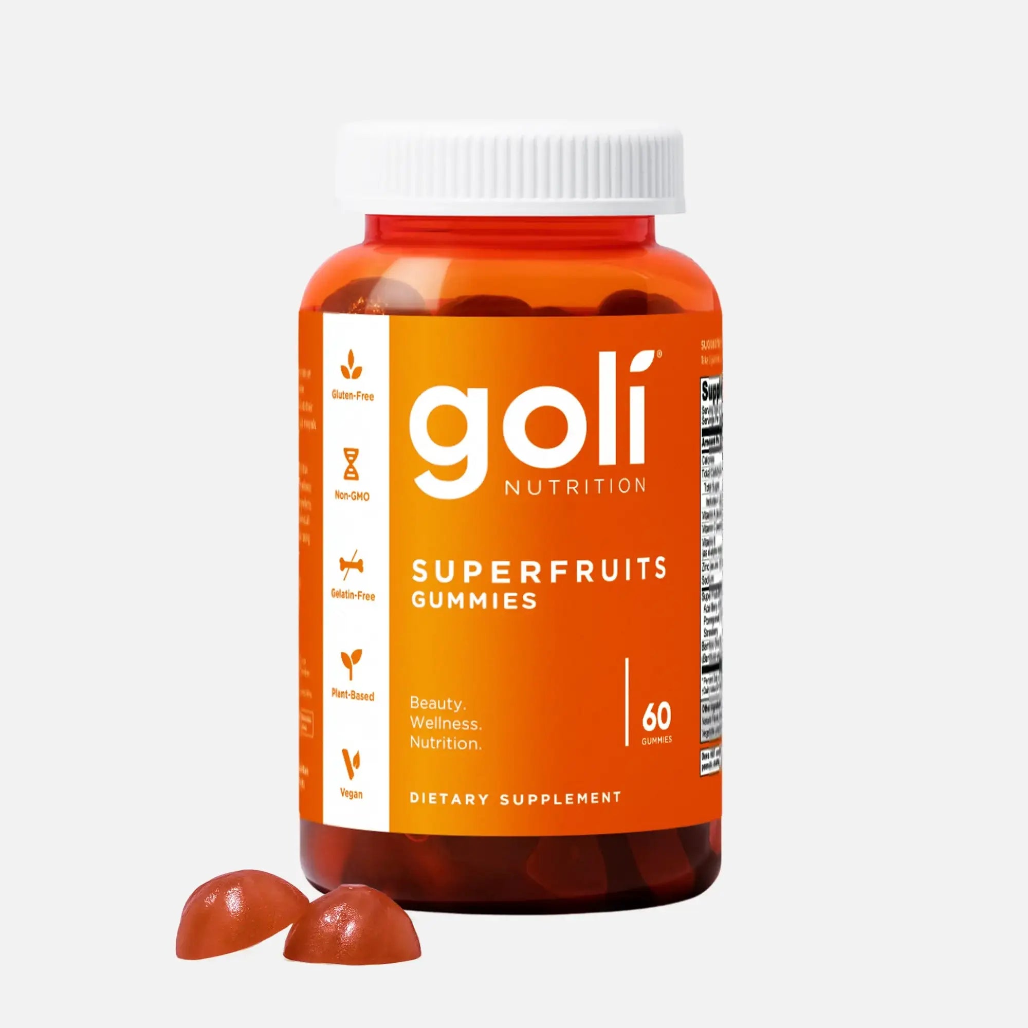 1 Bottle of Goli Nutrition Mixed Fruit Superfruits Gummies, 60 CT