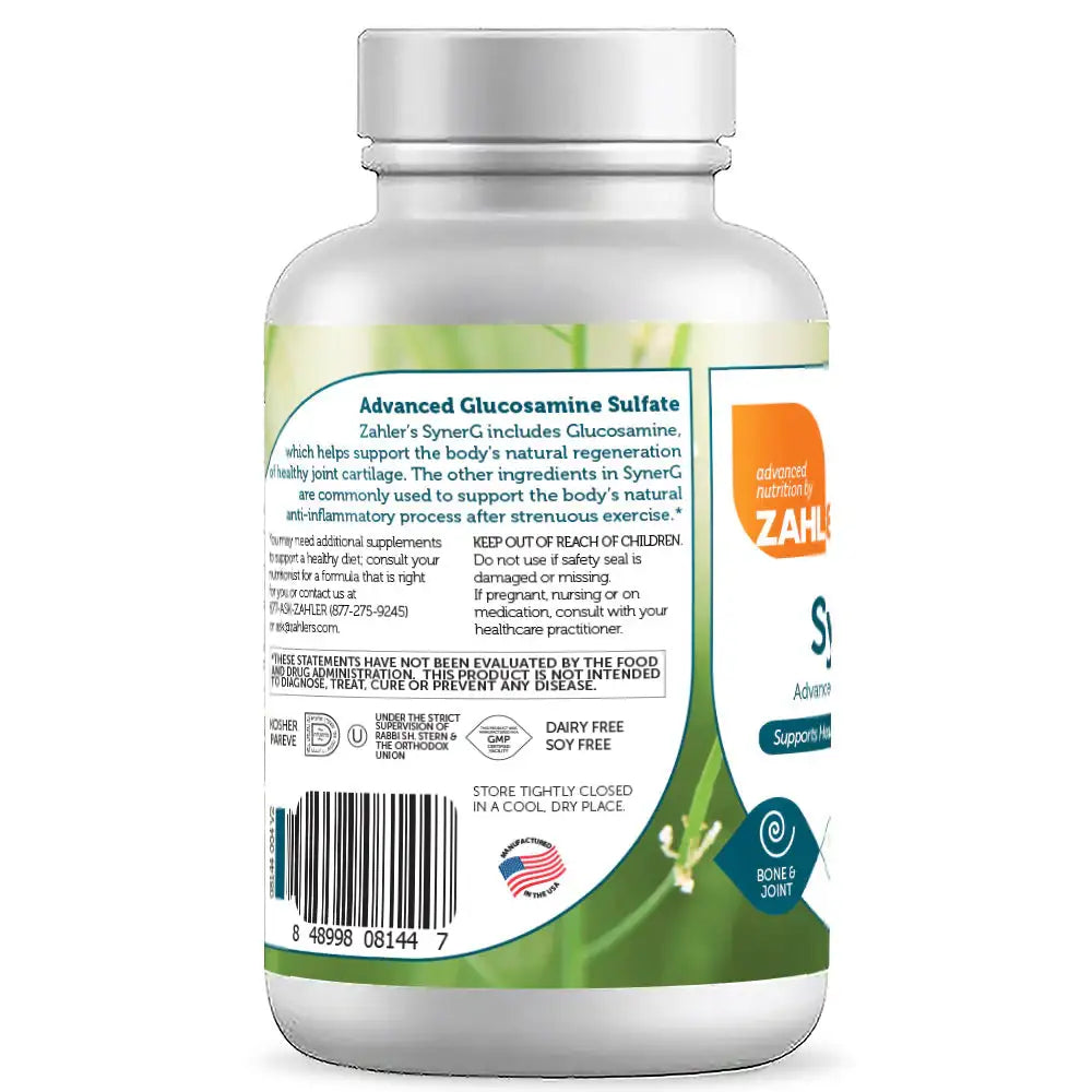 Zahler SynerG - Advanced Glucosamine + MSM + ParActin + FruiteX-B for Joint Comfort, Mobility & Cartilage Support - HSA/FSA Eligible