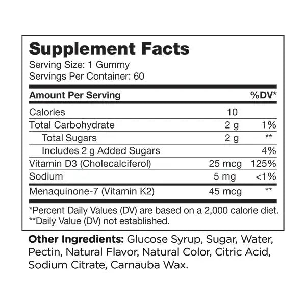 Zahler Chapter One D3 & K2 Gummies - 1000 IU Vitamin D3 + 45 mcg K2 for Kids Bone Health, Calcium Absorption & Immune Support - HSA/FSA Eligible