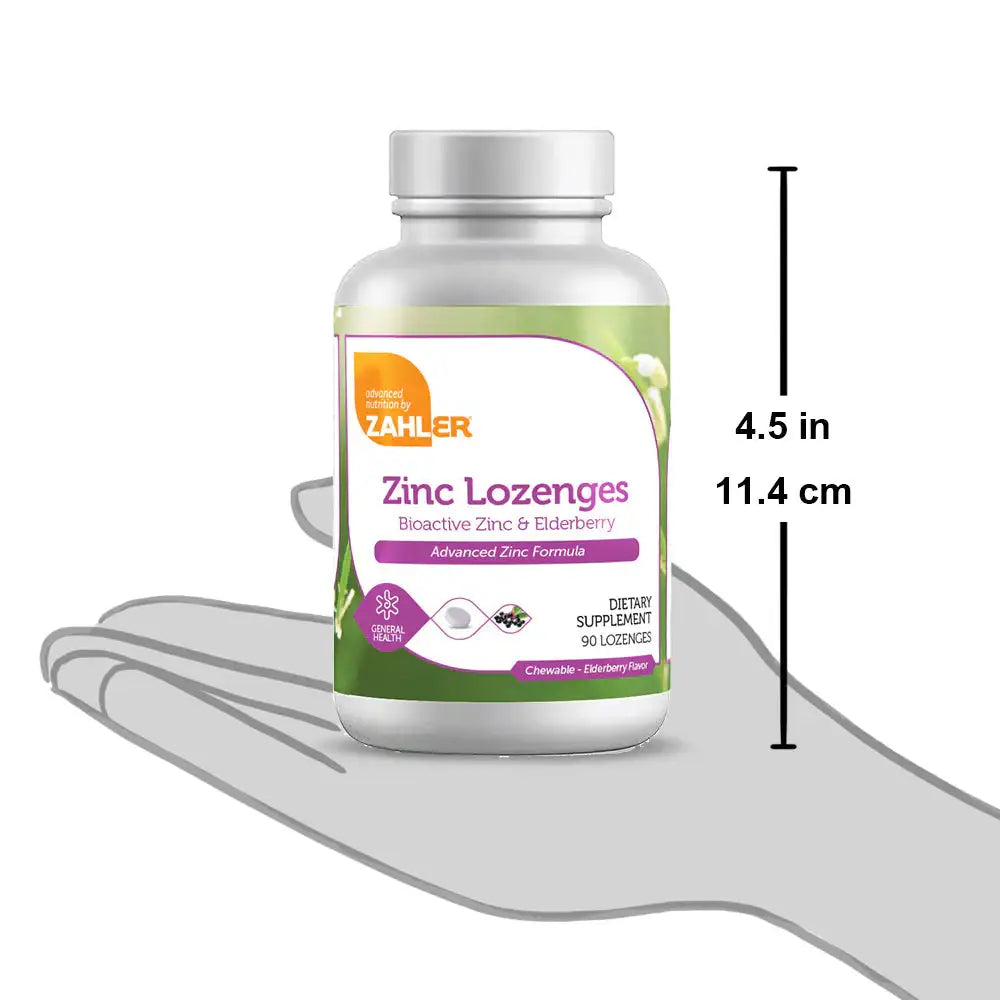 Zahler Zinc + Elderberry Lozenges - 25 mg Bioactive Zinc with 100 mg Elderberry for Immune Support - Elderberry Flavor - 90 Count - HSA/FSA Eligible