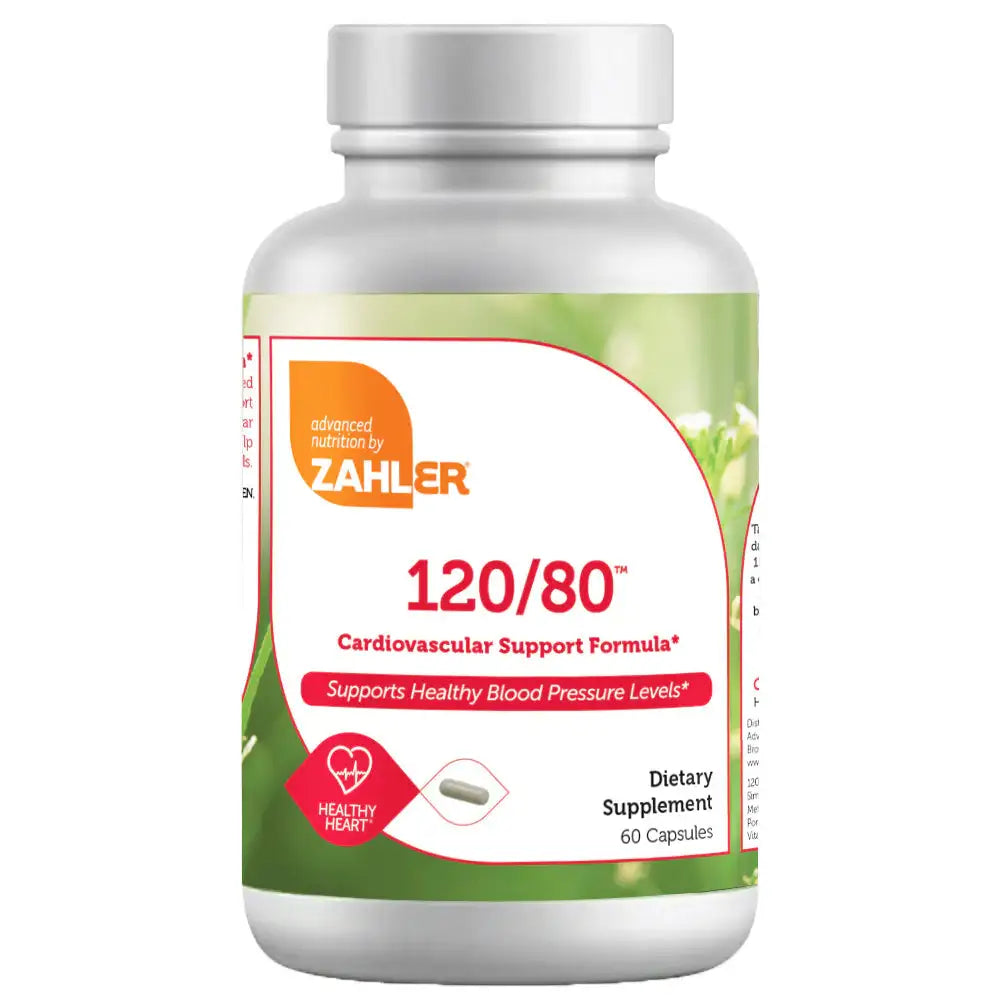 Zahler 120/80 - Blood Pressure Support Formula with Hibiscus, Grape Seed, Pomegranate and Magnesium - HSA/FSA Eligible - 60 Capsules