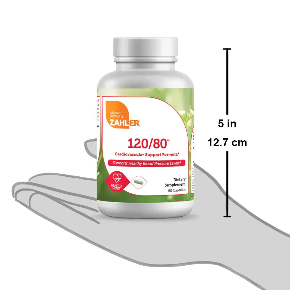 Zahler 120/80 - Blood Pressure Support Formula with Hibiscus, Grape Seed, Pomegranate and Magnesium - HSA/FSA Eligible - 60 Capsules