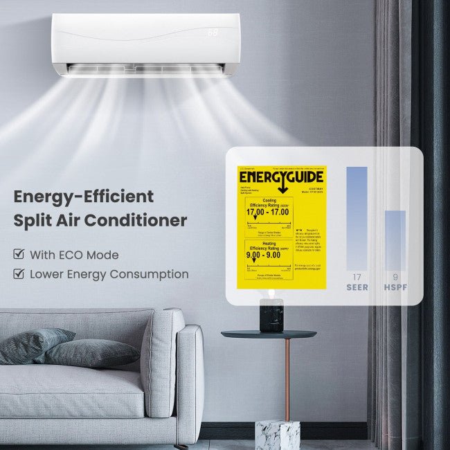 12000 BTU Mini Split Wall Mounted Air Conditioner & Ductless Heater W/ 5 Operation Modes (97253816)