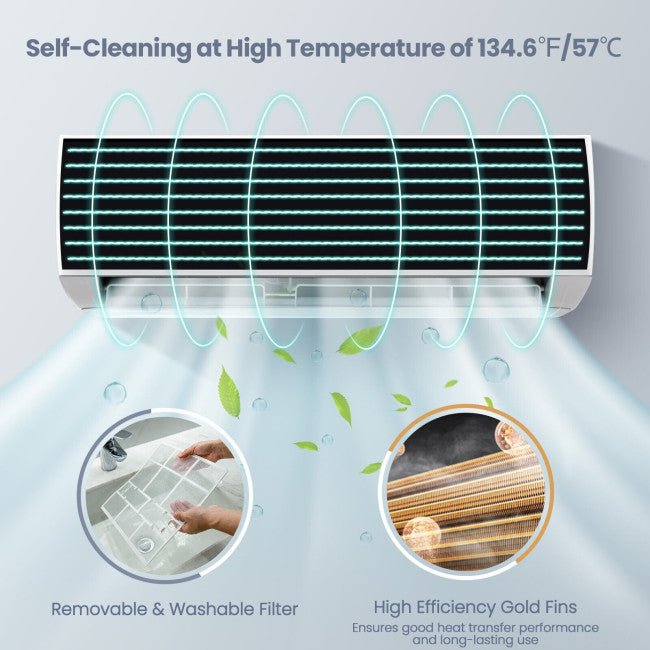 12000 BTU Mini Split Wall Mounted Air Conditioner & Ductless Heater W/ 5 Operation Modes (97253816)