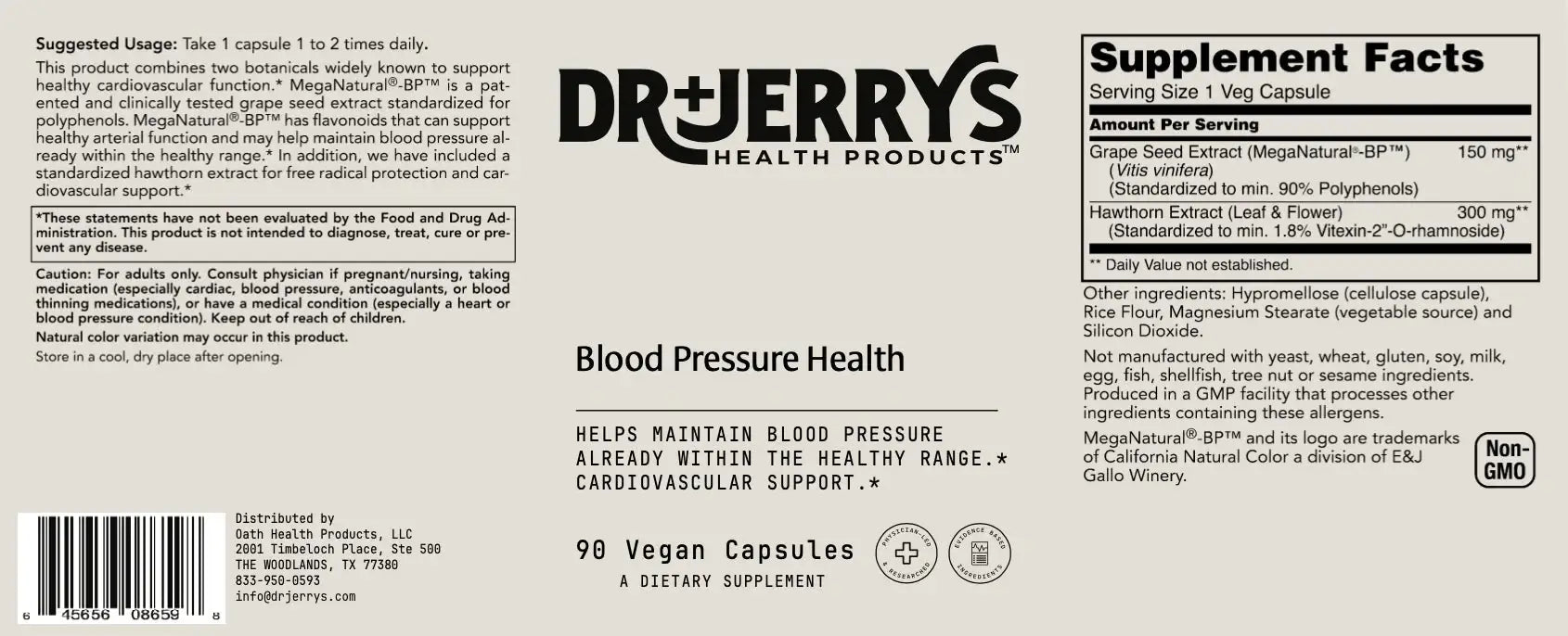 Dr. Jerry's Blood Pressure Health (90 Vegan Capsules)