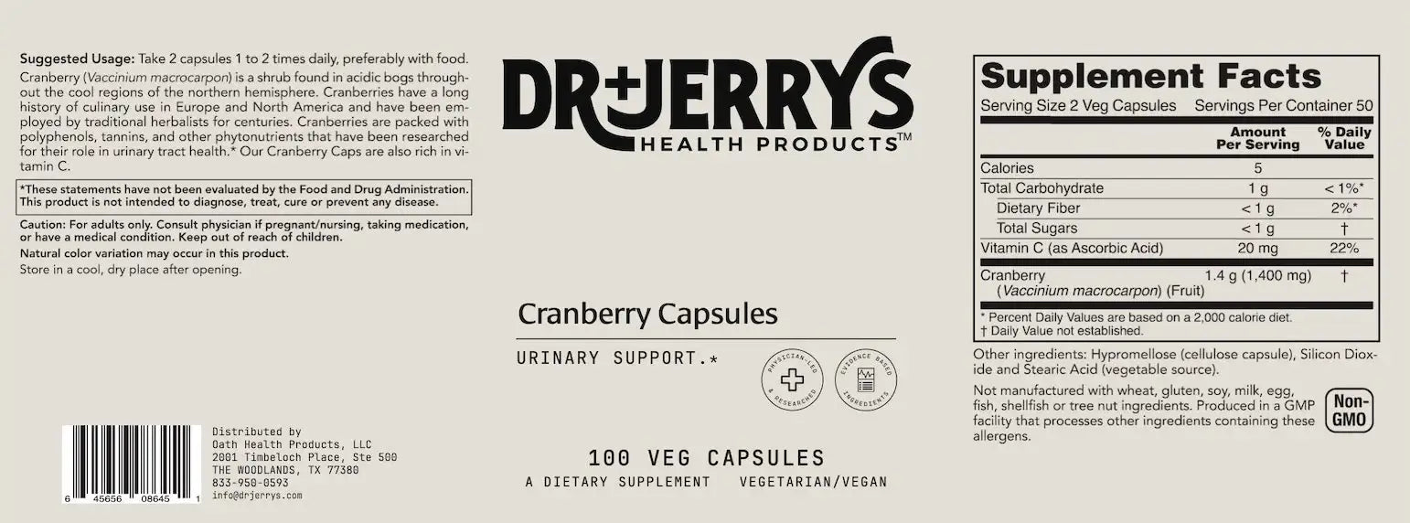 Dr. Jerry's Cranberry (100 Vegan Capsules)